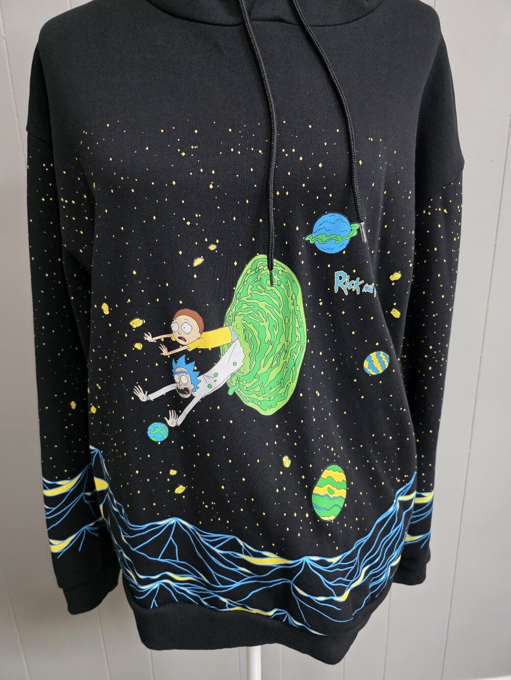 Rick And Morty Unisex Portal Space Scene Black Hoodie Size L - Picture 4 of 13